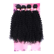 FRELYN Kinky Curly Hair Bundles Synthetic Hair Weave Bundles 18 18 20 20 Inches 4 Pieces/Pack Black Color Quick Weave Sew in Extension Very Soft Curl