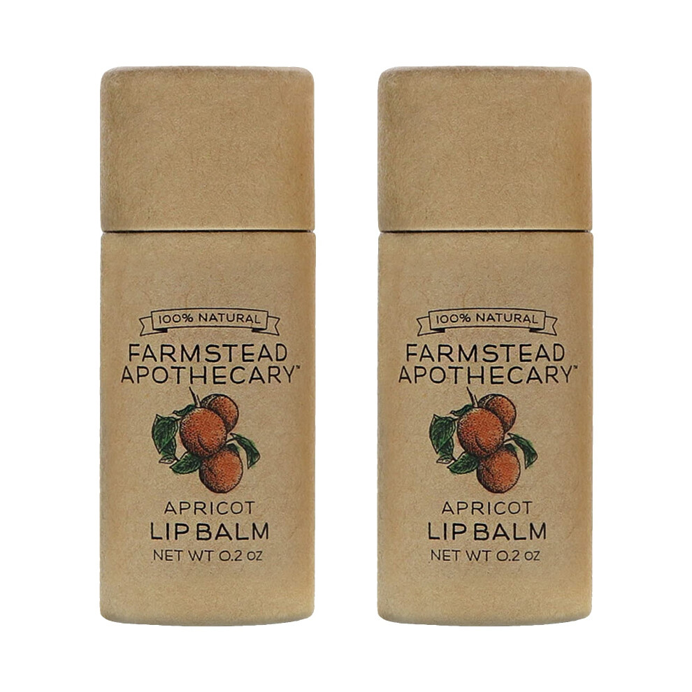 Farmstead Apothecary 100% Natural Lip Balm With Organic Beeswax Organic Shea Butter & Organic Coconut Oil Apricot 0.2Oz (Pack Of 2)