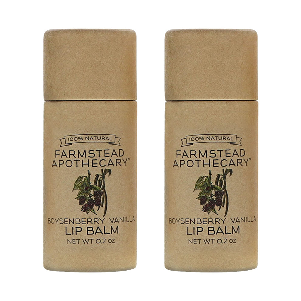 Farmstead Apothecary 100% Natural Lip Balm With Organic Beeswax Organic Shea Butter & Organic Coconut Oil Boysenberry Vanilla 0.2Oz (Pack Of 2)