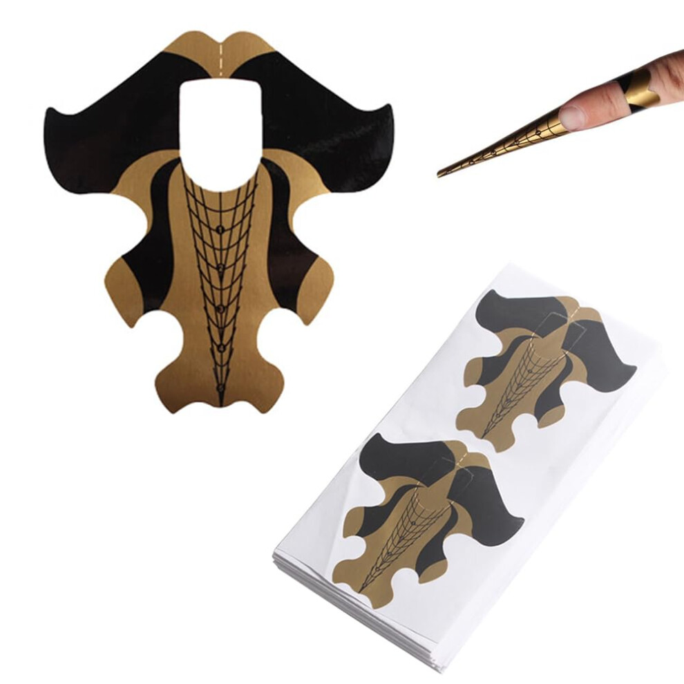 Fingerangel 100 St?Ck Extra Lange, Glitzernde, Selbstklebende Stiletto-Nagelformen, Anleitung F?R Uv-Gel, Acryl, Gebogene K?Nstliche Nagelspitzen-image