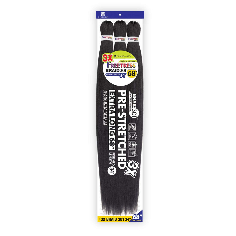 Freetress Fletninger Freetress Braids Natural Texture Braids 3X Pre-Stretched Braid 301 34Inch (1-Pack Cb427)
