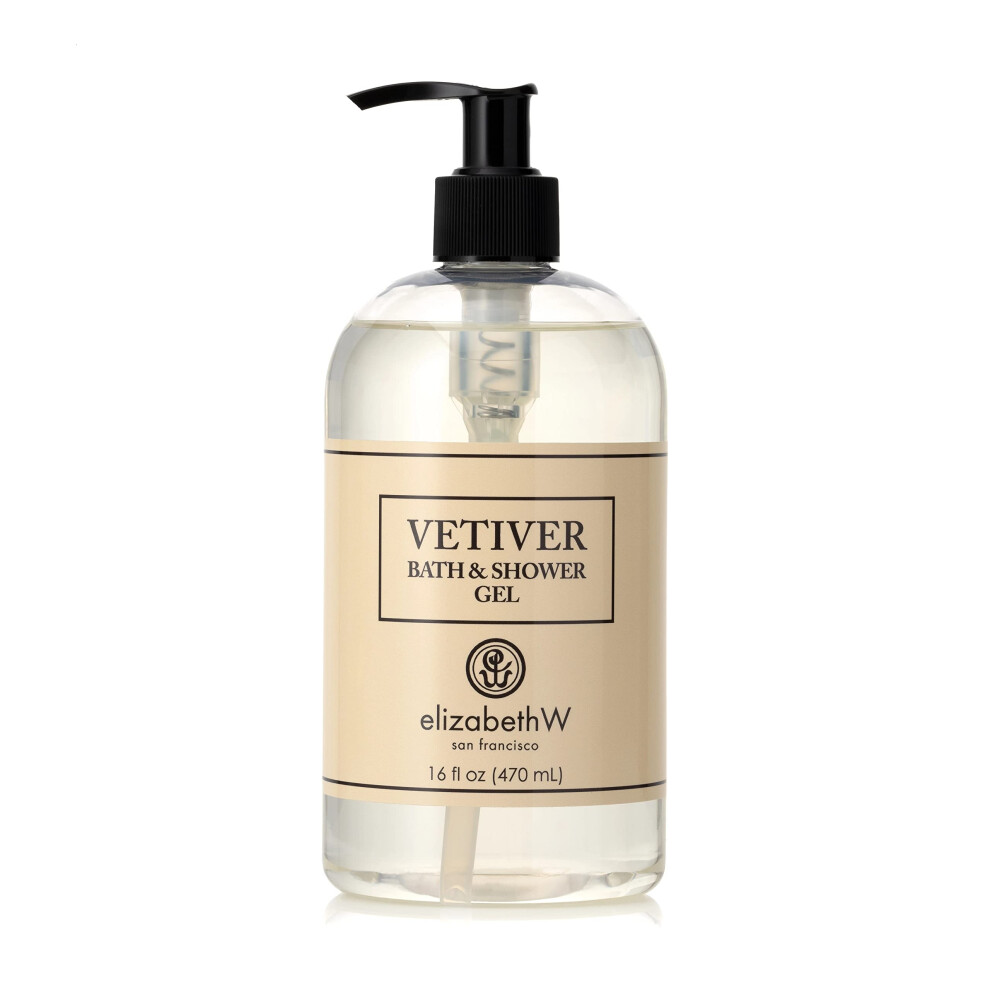 Elizabeth W Vetiver Bath & Shower Gel 16 Fluid Ounces Clear