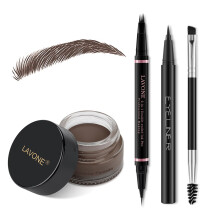 Eyebrow Pencil Makeup Kit med vandt?t 2-I-1 Microblading Eyebrow Pen ?jenbryn Pomade Eyeliner og dobbelt-endede ?jenbrynsb?rste Brow Pencil Kit t