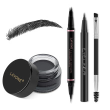 Eyebrow Pencil Makeup Kit med vandt?t 2-I-1 Microblading Eyebrow Pen ?jenbryn Pomade Eyeliner og dobbelt-endede ?jenbrynsb?rste Brow Pencil Kit t