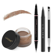 Eyebrow Pencil Makeup Kit med vandt?t 2-I-1 Microblading Eyebrow Pen ?jenbryn Pomade Eyeliner og dobbelt-endede ?jenbrynsb?rste Brow Pencil Kit t