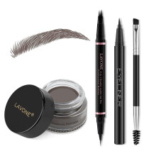 Eyebrow Pencil Makeup Kit med vandt?t 2-I-1 Microblading Eyebrow Pen ?jenbryn Pomade Eyeliner og dobbelt-endede ?jenbrynsb?rste Brow Pencil Kit t