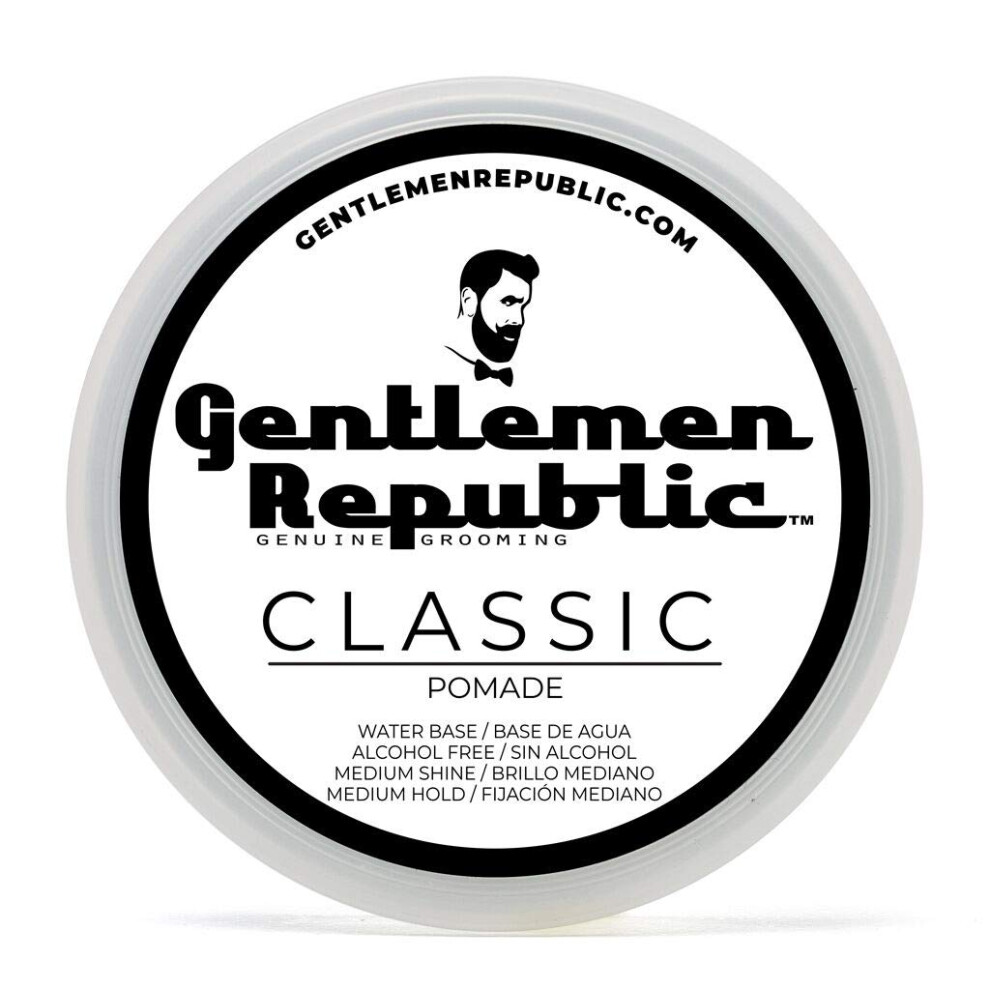 Gentlemen Republic G Gentlemen Republic Classic Pomade - Medium Hold & Medium Shine Water Soluble No Beezwax Made In Usa - 4 Oz Ideal For Classic Styles