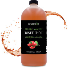 GreenIVe biologisch geteelde rozenbottelolie Rosa Canina 100% pure koudgeperste virgin olie (32 ounce)