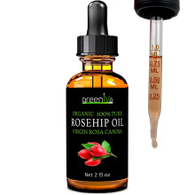 GreenIVe Olejek z dzikiej rzy Rosa Canina 100% czysty tloczony na zimno olej z pierwszego tloczenia ze szklanym zakraplaczem Latwa aplikacja (2 uncj