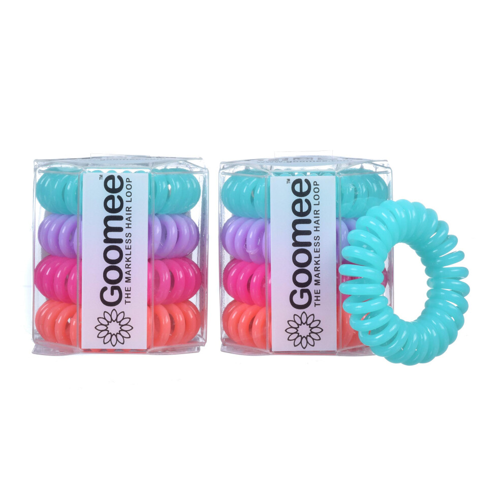 Goomee Unisex Spiral Hair Ties 8-Pack - Easy-Off Coil Elastics In Bloom Color Prevent Tangles And Breakage Bump-Less Ponytail Holders For Thick Or Thin Ha