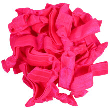 Hair Ties 20 Elastics Ponytail Holder Set No Crease Ribbon Bands (Neon Pink)
