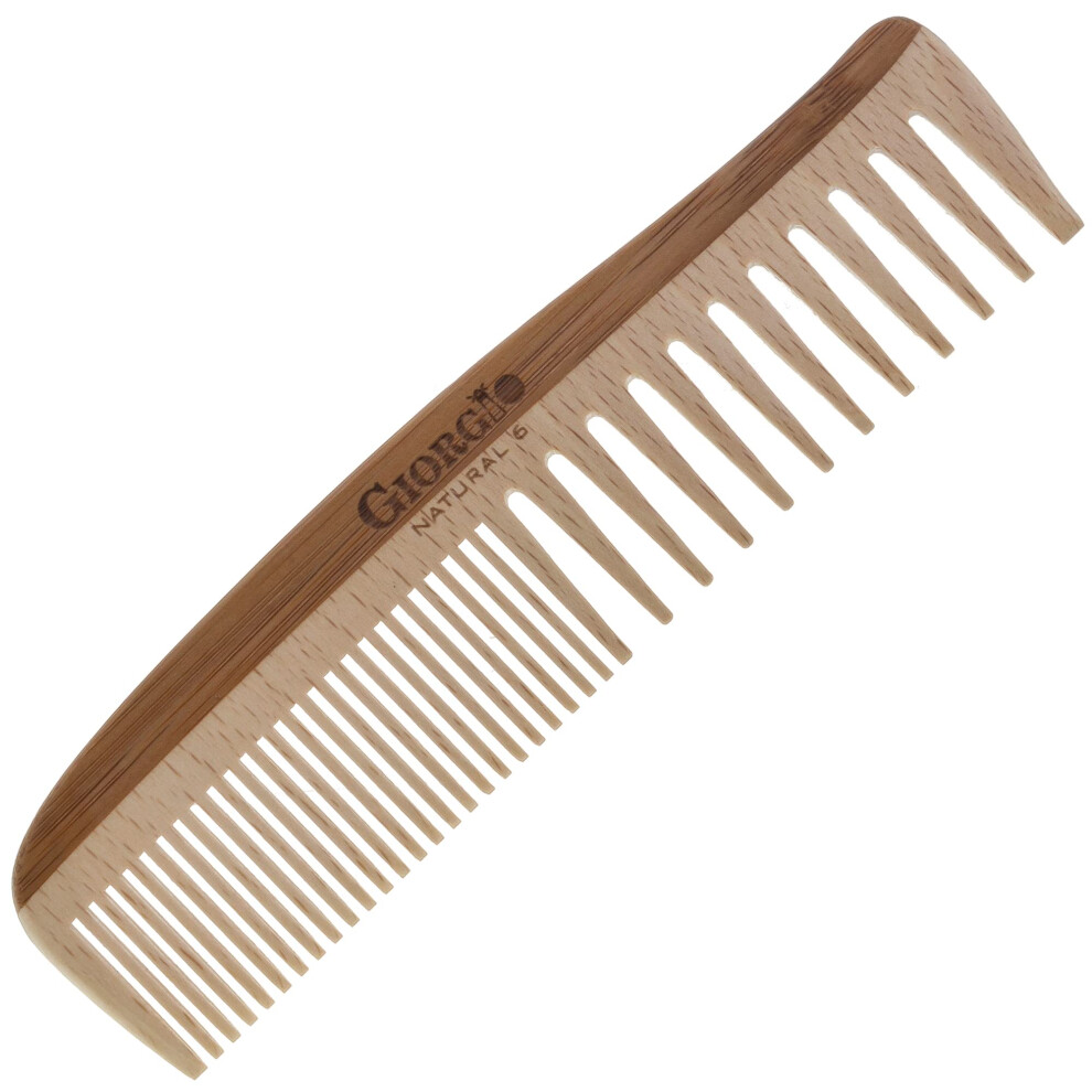 Giorgio Gionat6 Natural Wooden Comb Hair Detangler - Half Fine Tooth And Wide Tooth Comb For Curly Hair Bamboo And Beechwood Hair Combs For Thick Hai