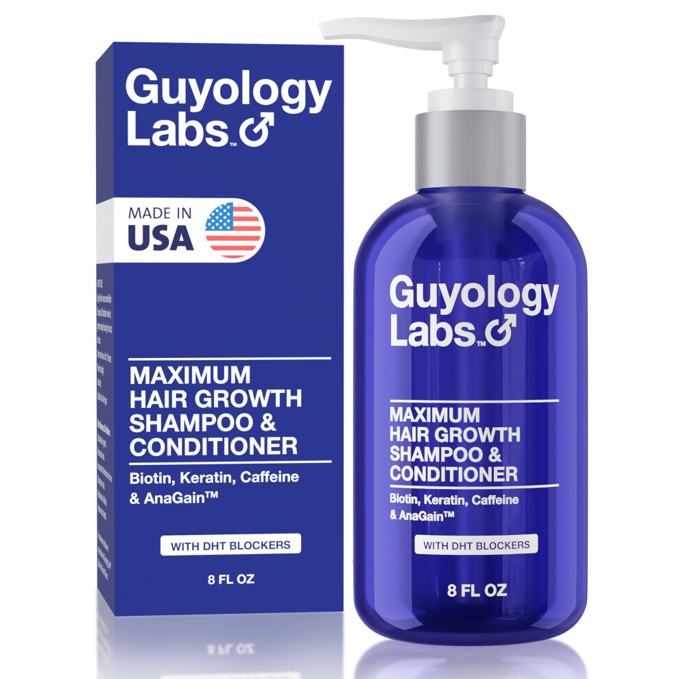 Guyology Labs Hair Growth Shampoo For Men - With Conditioner For Thinning Hair - Natural Dht Blockers To Reduce Hair Loss - Biotin And Keratin Best For Growth And T