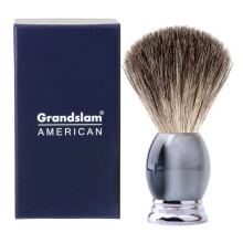 Grandslam Luxe dassenscheerkwast Handgemaakte zuivere dassenhaarborstel met grijs harshandvat Zware legering basis + dassenhaar