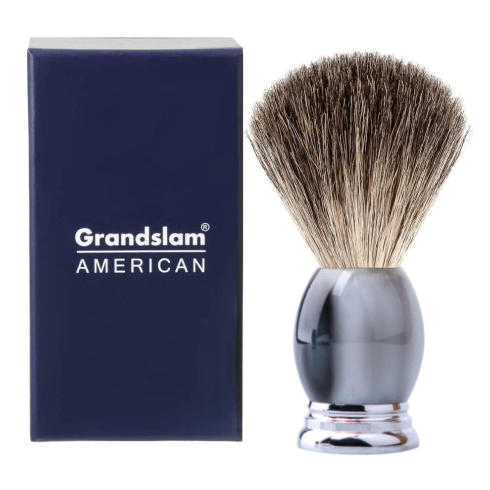 Grandslam Gray Luxury Badger Shaving Brush Handmade Pure Badger Hair Brush With Resin Handle Heavy Alloy Base + Badger Bristle