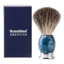 Grandslam Luxe Dassenscheerkwast Handgemaakte Pure Dassenhaarborstel met Blauw Hars Handvat Zware Legering Basis + Dassenhaar