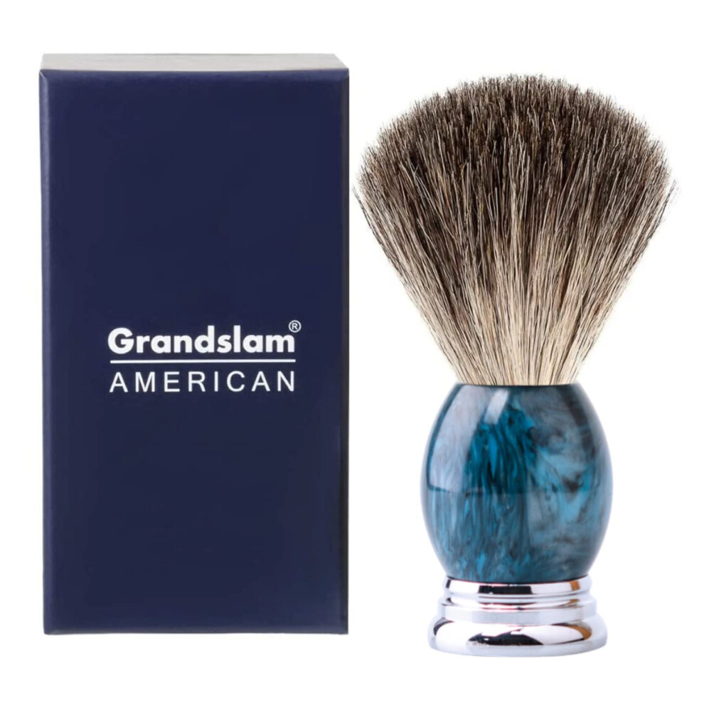 Grandslam Blue Luxury Badger Shaving Brush Handmade Pure Badger Hair Brush With Resin Handle Heavy Alloy Base + Badger Bristle