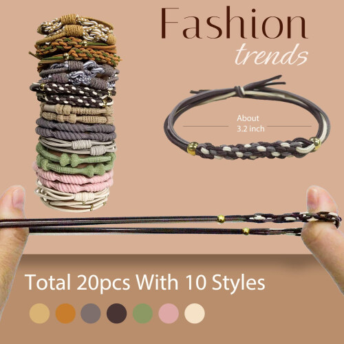 Fasce per Capelli per Donne e Ragazze, 20 Pz Bracciali Boho Doppio Uso per Capelli Spessi 1