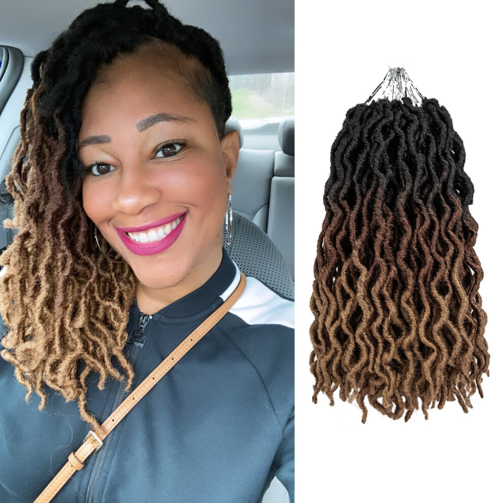 Themis Hã¥R Unisex Gypsy Faux Locs Crochet Hair 14Inch 6Packs Soft Goddess Locs Pre Looped Crochet Braids Beach Curl Bohemian Dreadlock Hair Extensions(14Inch Ot1b/30/27