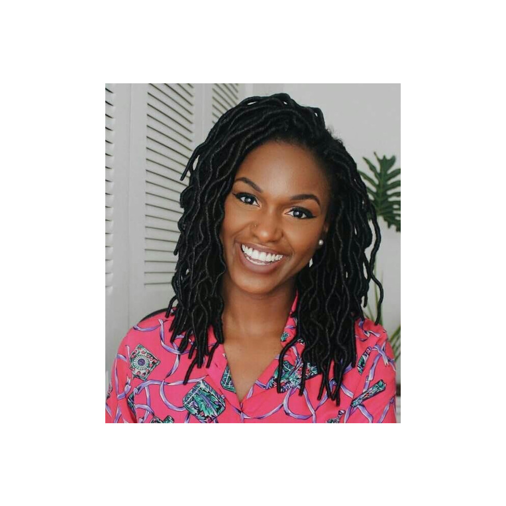 Themis Hã¥R Unisex Gypsy Faux Locs Crochet Hair 14Inch 6Packs Soft Goddess Locs Pre Looped Crochet Braids Beach Curl Bohemian Dreadlock Hair Extensions(14Inch 1B)