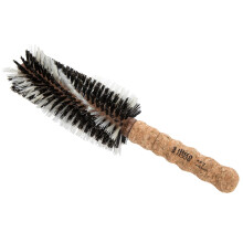 Ibiza Hair Professionele Ronde Varkenshaarborstel (G17 65mm) Hybride Gewerveld Zwijn & Koolstofvezel Nylon Borstelharen met Kurkenhandvat Voor Natuur