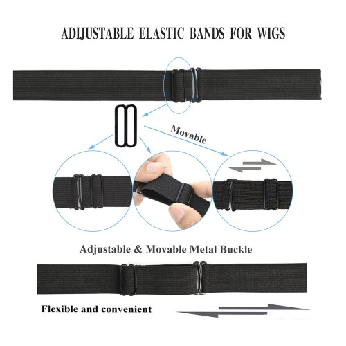 JiiSerlu 10 PCS Bande lastique rglable noire pour perruques 2