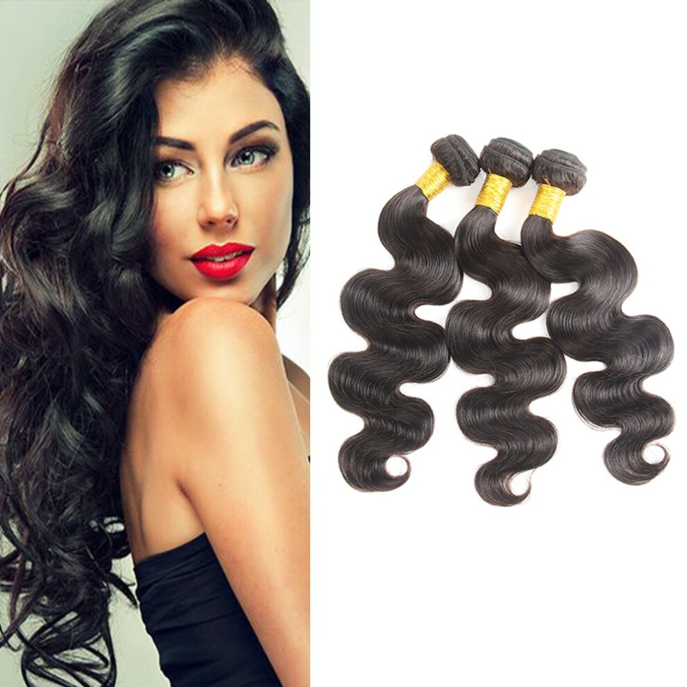 Huarisi Unisex 12A Human Hair Bundles Brazilian Body Wave Hair Bundles 22 Inch 100% Unprocessed Virgin Weave 1 Bundles Human Hair Body Wave Deals Natural Bla