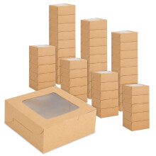 Juvale 6x6 dessertdozen met venster, bulkbakkerscontainers voor koekjes, cupcakes (kraftpapier)