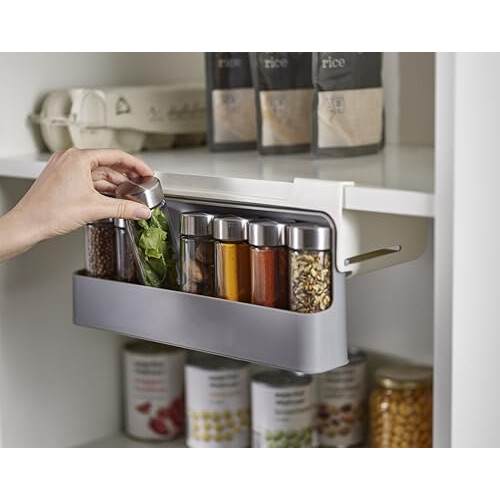 Joseph Joseph Joseph Joseph Spice Rack Organizer - Under-Shelf Kitchen Cabinet Storage Solution for Spices  Grey 1