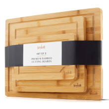 JoyJolt Bamboe Snijplankenset Houten Snijplanken voor de Keuken. Grote en kleine houten snijplankenset; Serveerkaasplank Broodplank of Snijplankenset
