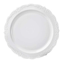 Kaya witte vintage ronde wegwerp dinerborden - 25 cm (verpakkingen van 10) Stijlvol ontwerp, perfect voor elke gelegenheid