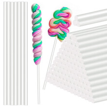Kamehame 30 stykker akryl dyvelstænger 12,2 tommer rund kage pop sticks kage topper stang akryl strip sticks til DIY håndværk håndarbejde leverer