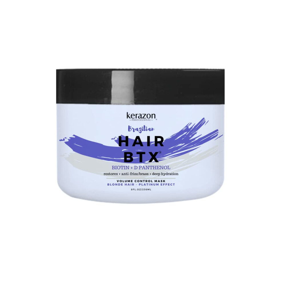 Kerazon Purple/Silver Blonde Brazilian Hair Btx Treatment Mask Platinum Effect & Hair Providing Smoothing Deep Hydration Anti-Brass Shine Softness