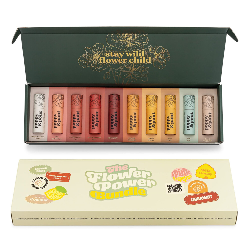 Jumbo Lip Balm Gift Set (10-Pack) | Poppy & Pout All Natural Lip Balms & Moisturizers | Hydrates with Beeswax  Vitamin E  Organic Coconut Oil | Cruelt-image-OPC-PHDT29F-NEW
