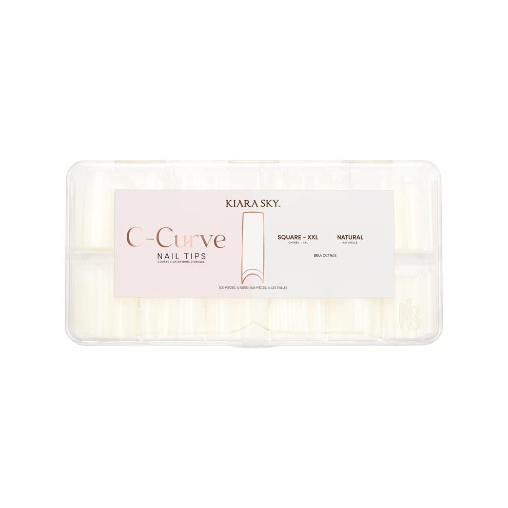 Kiara Sky C Curve Xxl Nail Tip Case (500 Tips In 10 Sizes) (Square Natural)