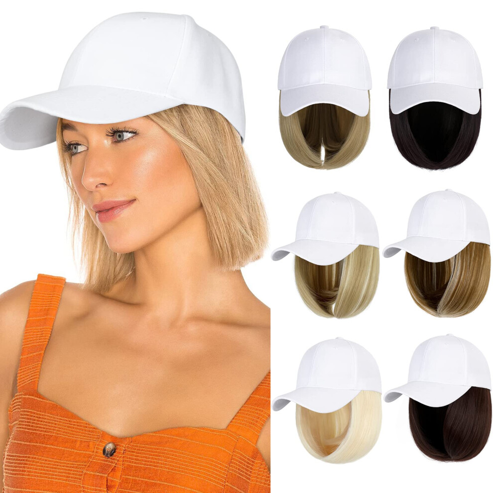 Lansigreen Baseball Cap With Hair Extensions Hat Wig Adjustable Hat Attached Curly Wave 14"""" Synthetic Hairpiece For Women Silver Gray