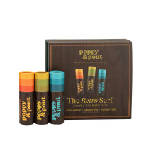 Jumbo Lip Balm Gift Set (3-Pack Retro Surf) | Poppy & Pout All Natural Lip Balms & Moisturizers | Hydrates with Beeswax Vitamin E Organic Coconut