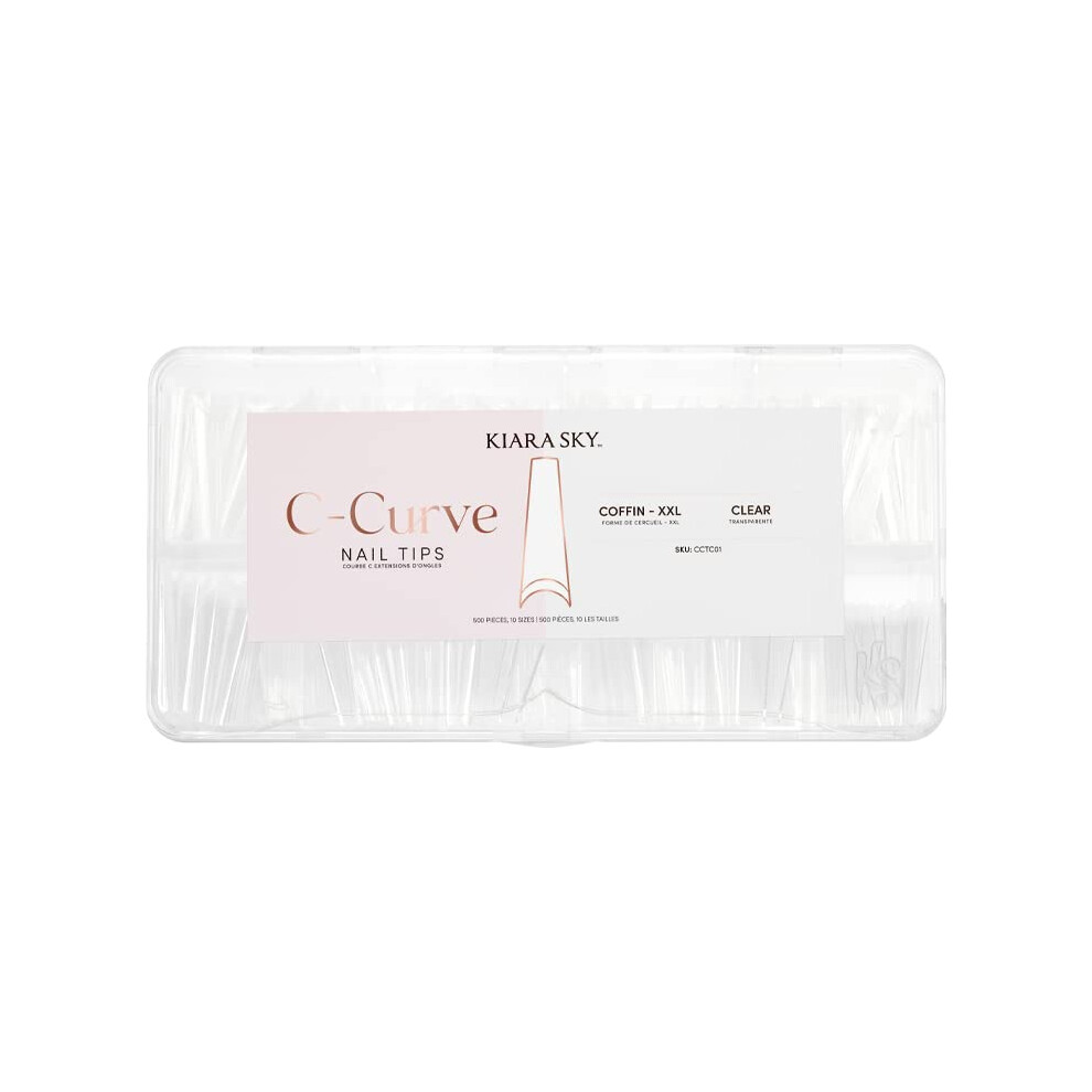 Kiara Sky C Curve Xxl Nail Tip Case (500 Tips In 10 Sizes) (Coffin Clear)