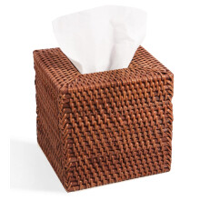 Livelab Natuurlijk Rotan Tissue Box Cover Vierkant Handgeweven Tissue Box Houder Tissue Box Case Organizer 5.5""""X5.5""""X5.7"""" Honingbruin