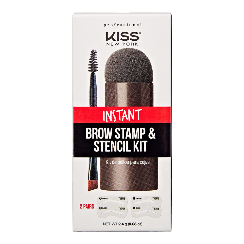 Kys Brown Kiss New York Professional Instant Brow Stamp And Stencil Kit Powder Stamp Eyebrow Shaping Kit (Medium )