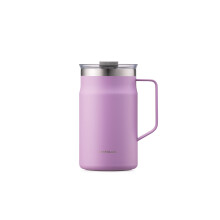 Taza LocknLock Metro Premium de acero inoxidable 18/8 con aislamiento de doble pared y asa, ideal para mesa con tapa, color lavanda, 20 oz