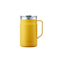 LocknLock Metro Mug Premium Acciaio inossidabile 18/8 Doppia parete isolata con manico Perfetto per la tavola con coperchio Giallo 20 oz