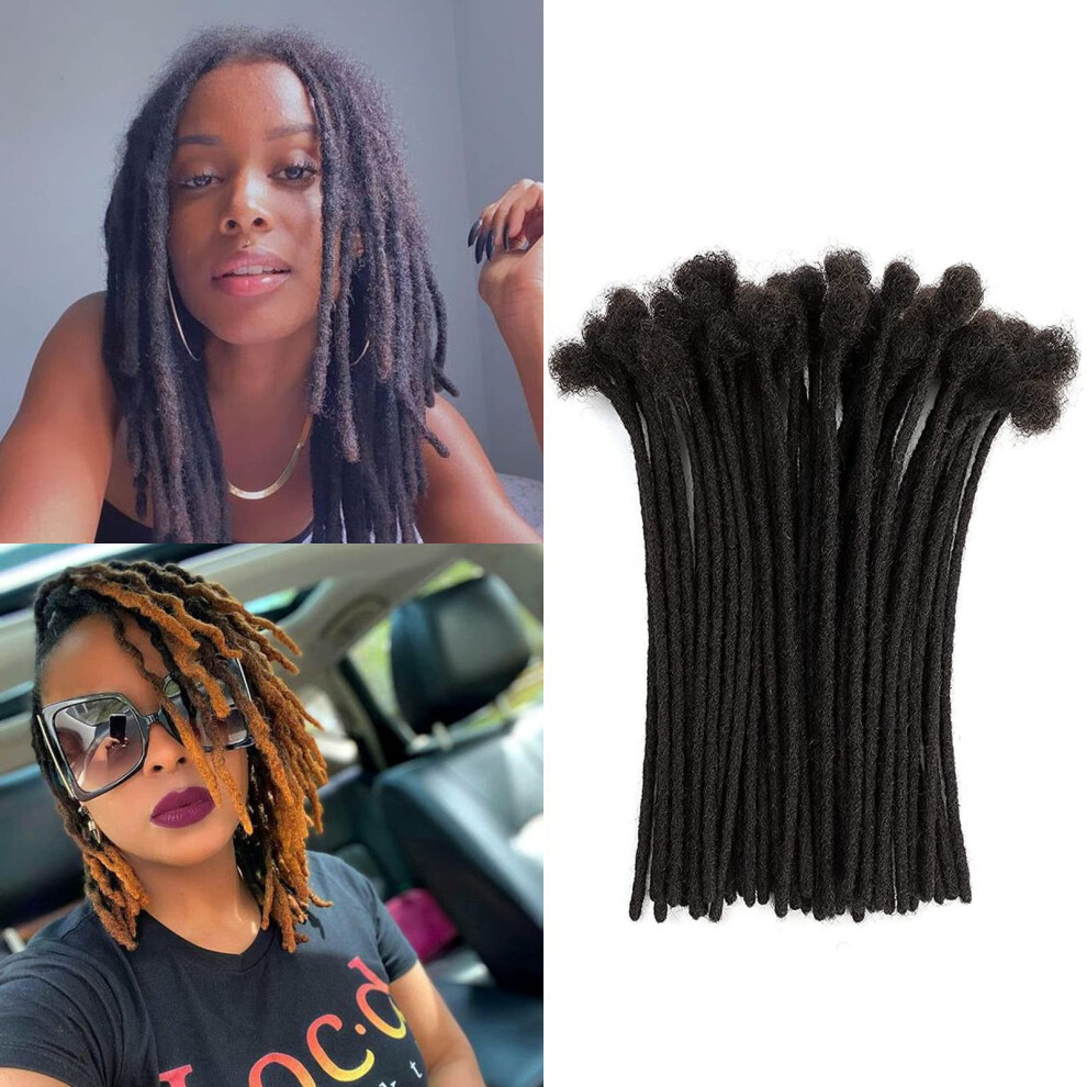 Loceast Unisex Black Loc Extension Human Hair 10Inch 0.6Cm Width 100% Permanent Huamn Hair Dreadlocks Extension Dyeable Rinse Handmade Loc Extension For Men Women (20 Stra