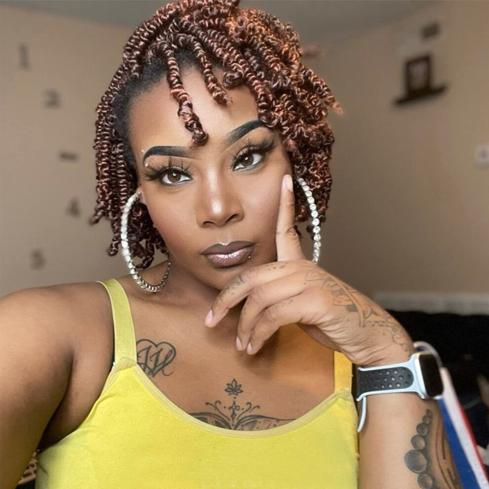 Lifabeauty Unisex 8 Packs Short Spring Twist Crochet Hair 4Inch Pretwisted Passion Twist Crochet Hair Curly Pre Looped Crochet Braids Hair Bomb Twist Kids Cr