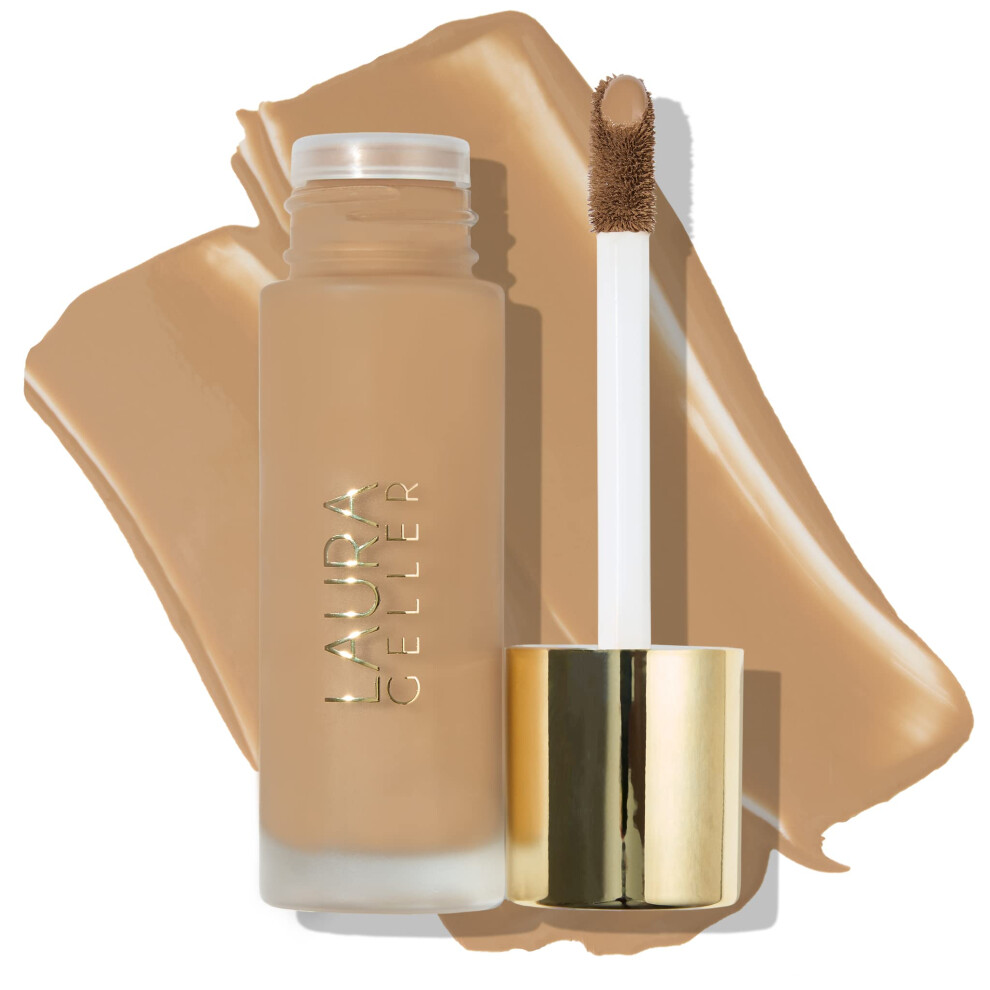 LAURA GELLER NEW YORK Double Take Liquid Foundation | Medium to Full Coverage  Natural Matte Finish  Sand