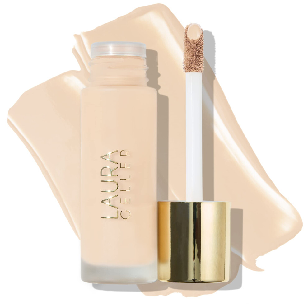 LAURA GELLER NEW YORK Double Take Liquid Foundation | Medium to Full Coverage  Natural Matte Finish  Porcelain