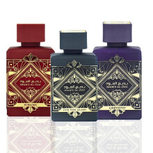 Perfumes Lattafa Bade'e al oud pour un ensemble cadeau Unisexe 3 pices Eau de Parfum (oud pour gloire + amthyste + sublime) 3,4 once / 100 ml chacun