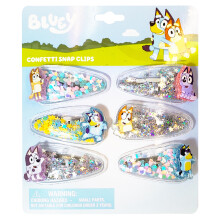 LUV HER Bluey Hair Accessories For Girls 6pc Cute Hair Clips with Favorite Bluey Character Charms Magical Confetti Hair Clips Ages 3+
