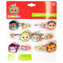 LUV HER Cocomelon Haarspeldjes voor meisjes 6pc Magische Confetti Haarspeldjes met favoriete Cocomelon Karakterbedels Leeftijden 3+