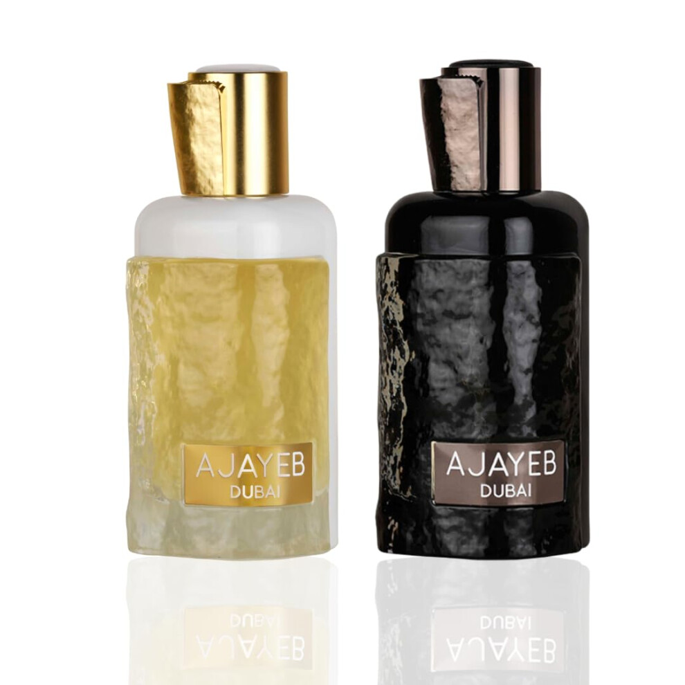 Lattafa Ajayeb for Unisex 2 Piece Eau de Parfum Gift Set (Dubai for Men + Dubai Potrait for Women) 3.4 Ounce/100 ml each